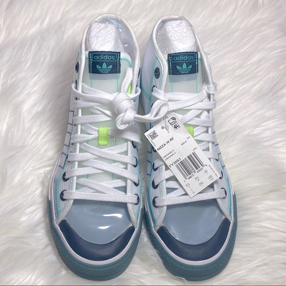 adidas White Teal Blue Athletic Sneakers